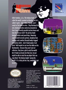 Hudson Hawk (USA) box cover back